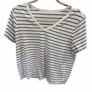 Old Navy White Tee with Black Horizontal Stripes